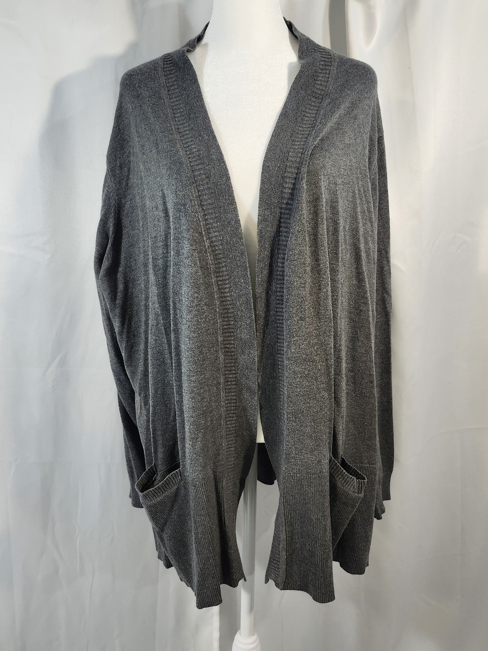 Faded Glory Dark Charcoal Open-Front Cardigan